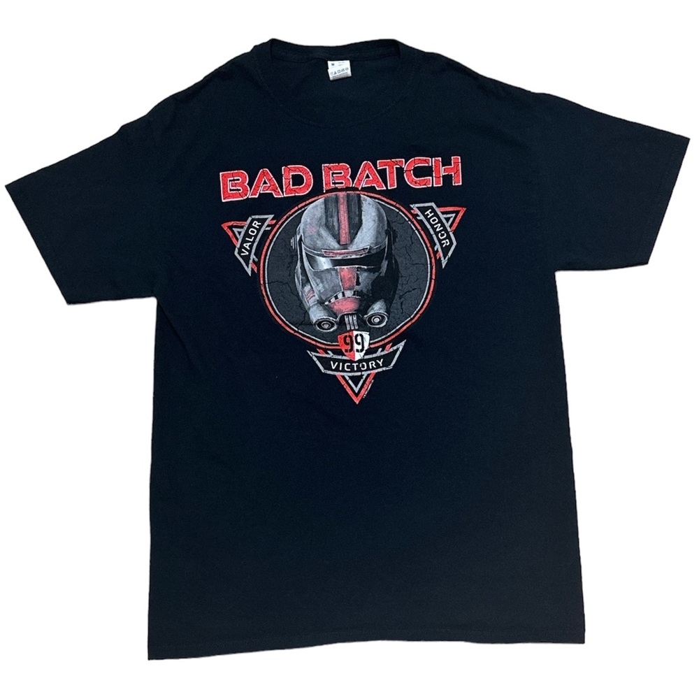 Star Wars Men’s The Bad Batch Clone Graphic Print Tee Black Red T-Shirt Size M